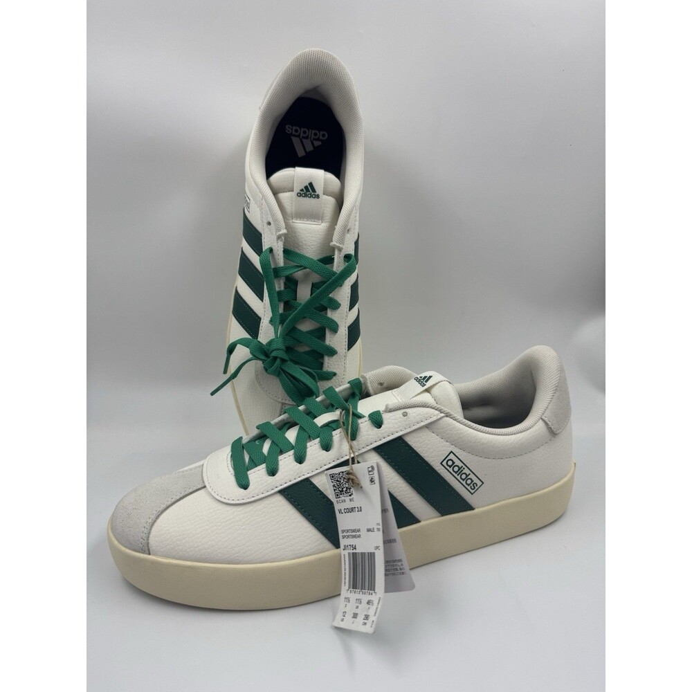 Adidas VL Court 3.0 White Green Sneaker Shoes Men’s Size 12 JI1754